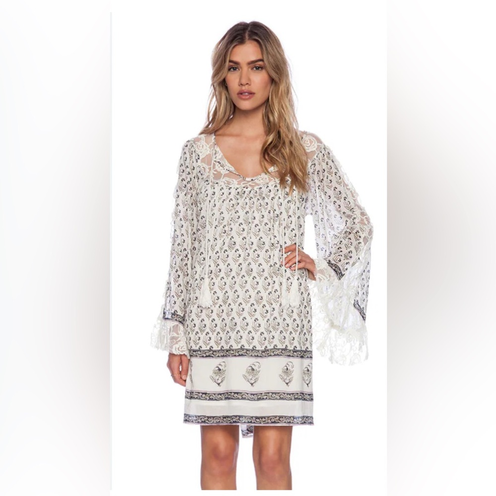 Free People White Lace Long Sleeve Dress